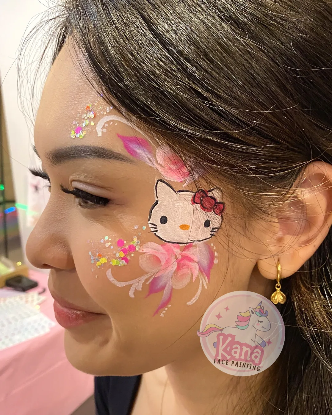 Hello Kitty face painting design
