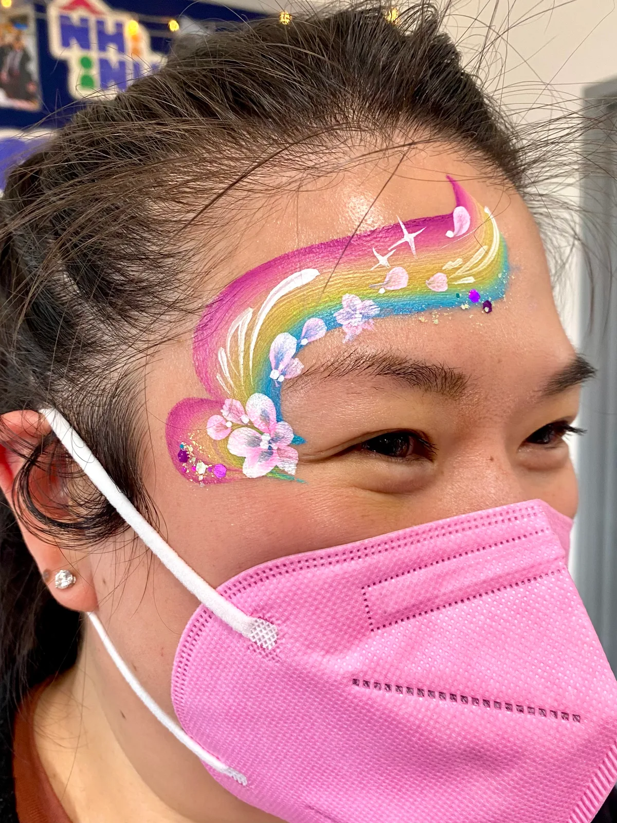 Rainbow face painting design variation