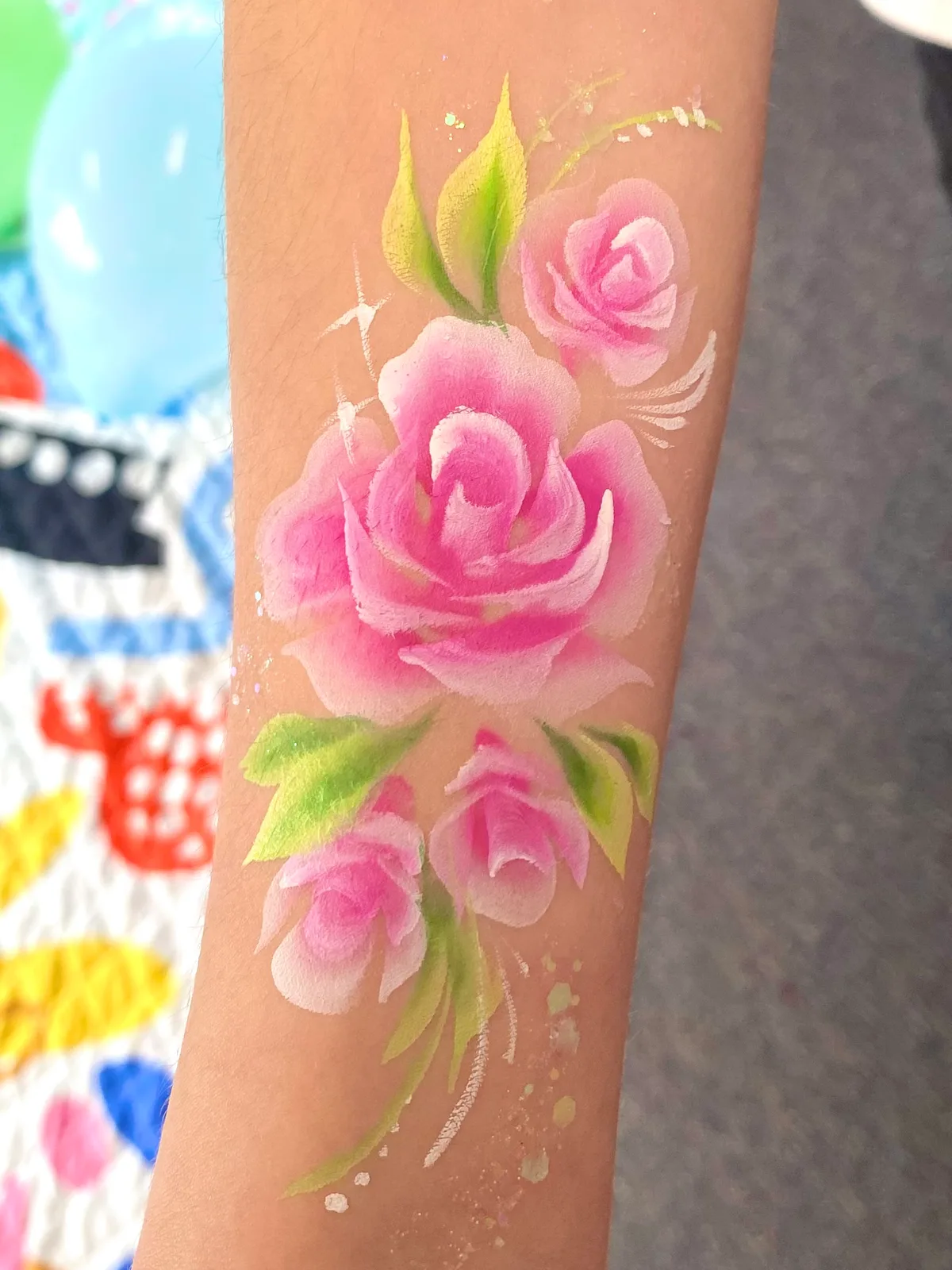 Roses face painting design variation