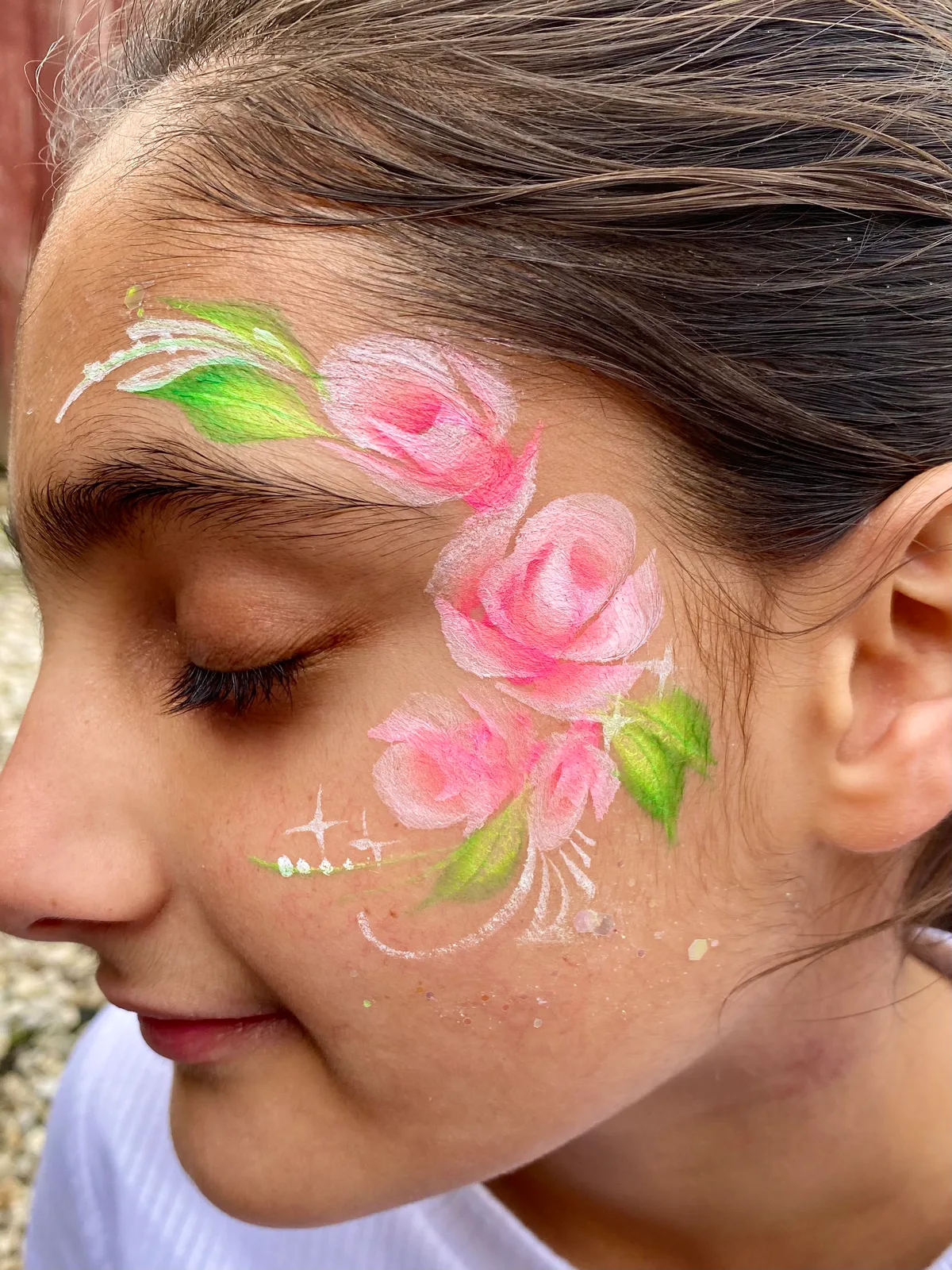 Roses face painting design variation