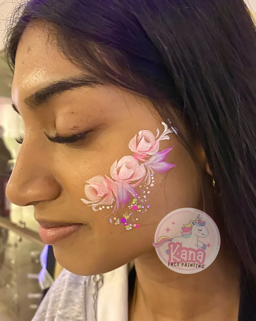 Roses face painting design variation