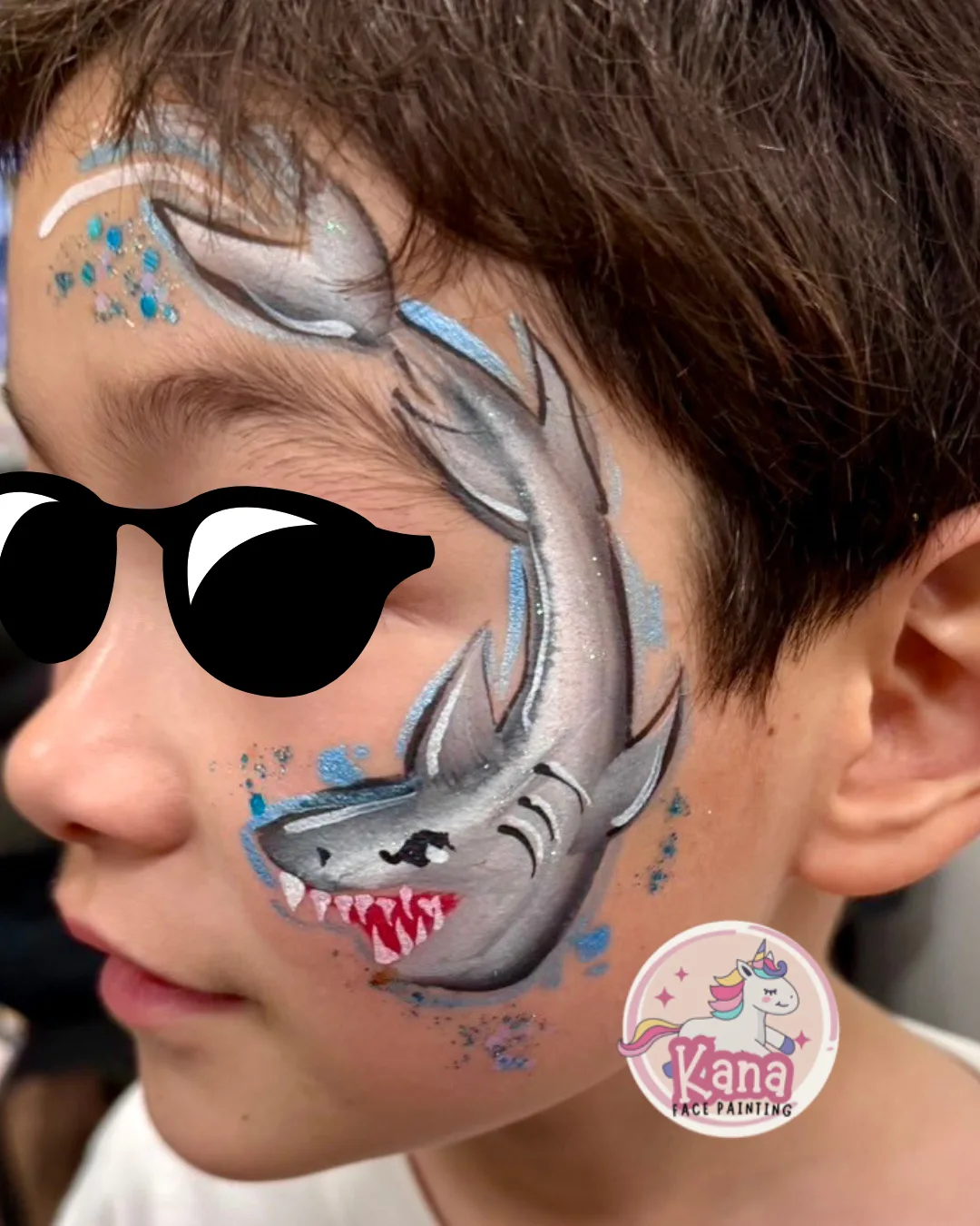 Shark face painting design