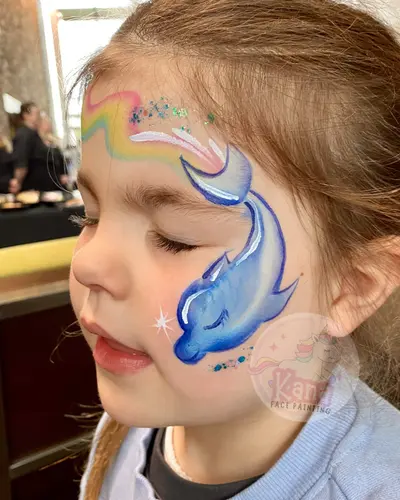 Dolphin face painting design variation