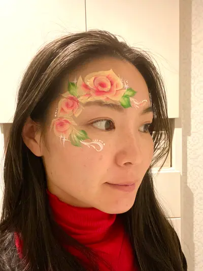 Roses face painting design variation